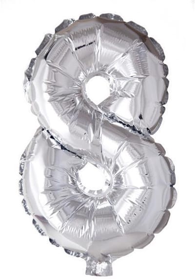 New Age Devi - Folieballon 8-jaar zilver 41cm