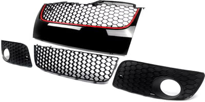 Voorbumper Mesh Grille - Voor VW Jetta GTI/GLI MK5 (2006-2009)- Rode Bekleding
