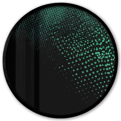 Poster in lijst Rond - Fotolijst 40x40 cm - Posters - Gaming - Stippen - Groen - Vervagen - Ronde posterlijst zwart - Decoratie - Wanddecoratie woonkamer - Muurdecoratie slaapkamer