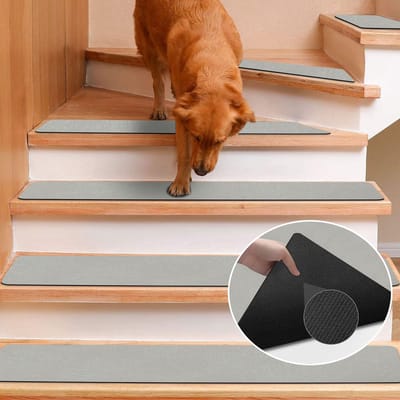Unyqoos ® Veiligheidsmatten voor Trappen - Antislip en Zelfklevend voor Binnengebruik, Grijs, 76 x 20 cm, Set van 15