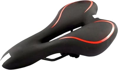 Fiets Zadelkussen - Breed Zadel - Comfortabel Fietsen - Schokabsorberend Gel - 26.5 cm Lengte - Rood