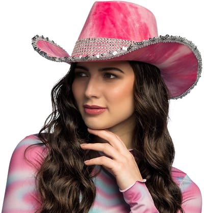 Boland - Hoed cowboy Darling roze/oranje Roze - 59 - Volwassenen - Unisex - Festival - Wild west - Western