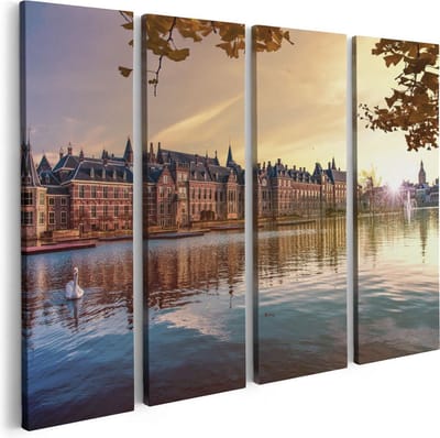 Artaza Canvas Schilderij Vierluik Binnenhof Gebouw in Den Haag - 80x60 - Foto Op Canvas - Canvas Print