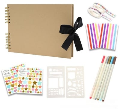 DIY-Scrapbookalbum — Inclusief 6 metallic stiften — Creatief scrapbook & fotoalbum — 40 vellen (80 pagina's) karton (290 x 205 mm) — Stevige hardcover & roestvrijstalen binding — Een bijzonder, gepersonaliseerd cadeau voor een dierbare