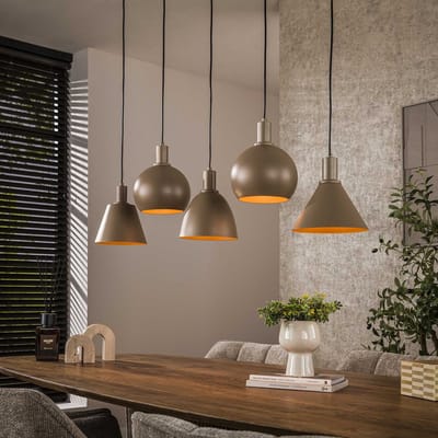 PS-Collection Hanglamp Metallo - Beige Metaal - 5-lichts - hanglampen eetkamer, hanglamp zwart, hanglampen woonkamer, hanglamp slaapkamer, hanglamp rotan, hanglamp hout, hanglamp industrieel, hanglamp glas, hang lamp