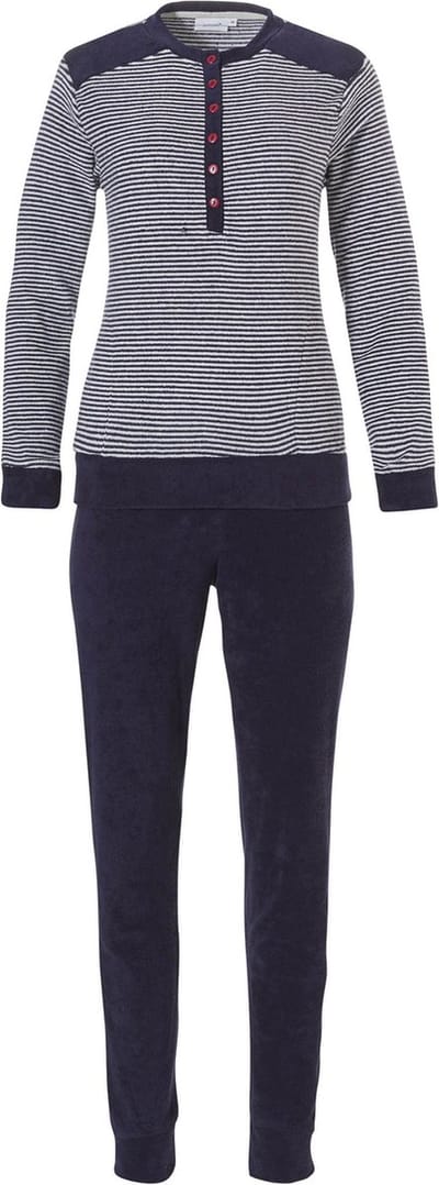 Pyjamaset Pastunette - Cozy Stripes - Blauw - Badstof - Maat 46