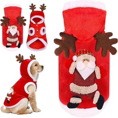Kerstkostuum voor Honden en Katten, Feestelijke Outfit voor Huisdieren tijdens de Kerst en Nieuwjaar, Geschikt voor Dierenfeesten (M)