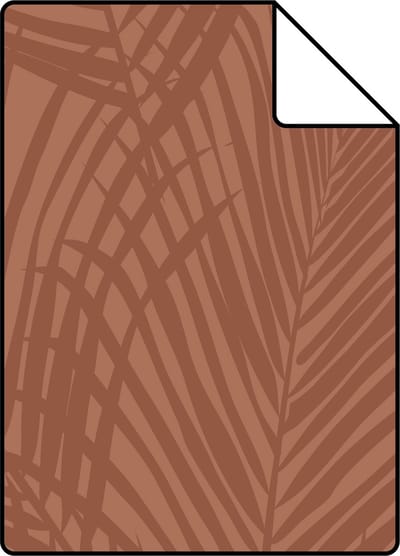 Proefstaal ESTAhome behang palmbladeren terracotta - 26.5 x 21 cm - 139370-S