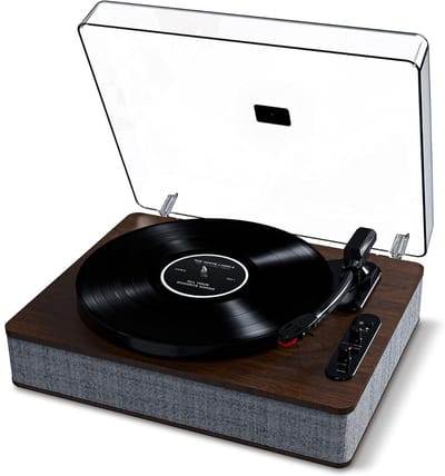 White-Label® Platenspeler Bluetooth - CD Speler met Speakers - Vintage - Bruin met Grijs