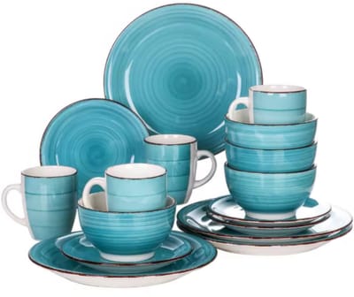 Elegant Dinerborden – 4 persoons – 16 delig – Blauw Keramisch – Eetborden – Kleine Borden