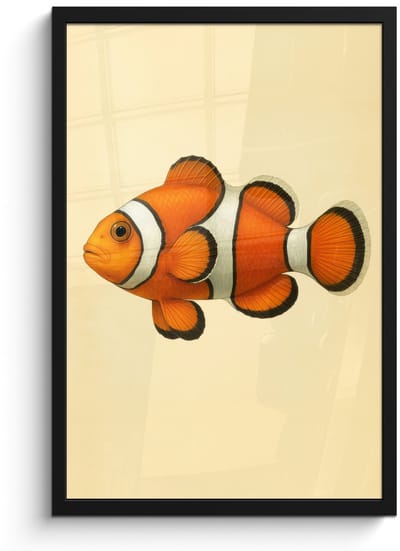 Poster in lijst - Fotolijst 40x60 cm - Posters - Vis - Oranje - Strepen - Posterlijst zwart - Decoratie - Wanddecoratie woonkamer - Muurdecoratie slaapkamer