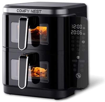 Luchtfriteuse Dubbele Mand - Airfryer XL Dubbele Airfryer - Gezond Koken - 12 Kookprogramma's - 11 Liter - Zwart