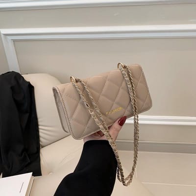 Petit Sac Chaîne Diamant Sac Texturé Tendance et à la Mode pour Femmes Ins Niche Couleur Unie Sac Bandoulière gray