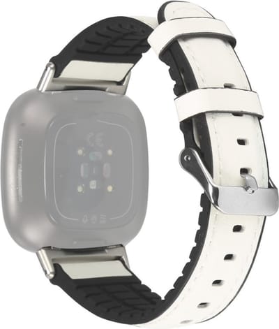 Leren bandje - geschikt voor Fitbit Versa 3 / Sense - wit