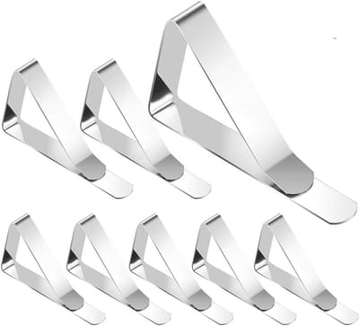 Tafelkleedclips - Klemmen set - Winddicht houden - Roestvrij staal - 8 stuks - Zilverkleurig
