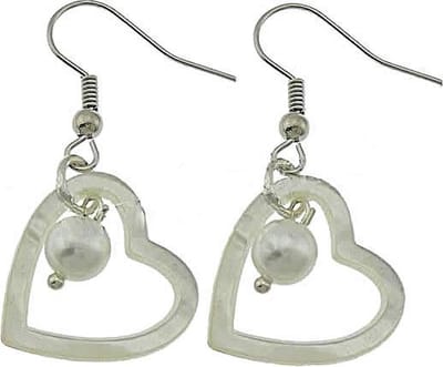 Zoetwater parel oorbellen met parelmoer Pearl Heart Shell - oorhangers - echte parels - sterling zilver (925) - wit - hart - luxe sieraden zakje - parel oorbellen dames - hartjes oorbellen