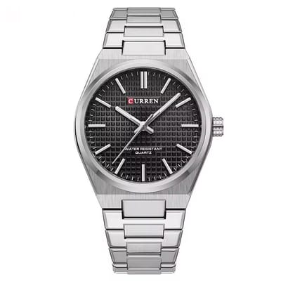Luxe Curren Horloge | Luxe Herenhorloge | Quartz | Zwarte Wijzerplaat | Zilver Kleurige Band | 42mm