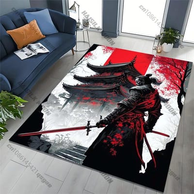 Japans Samurai Spirits Vloerkleed, Tapijt voor Woonkamer Slaapkamer Sofa Deurmat Keukendecoratie, Antislip Vloermat 70x100cm (28x39in)