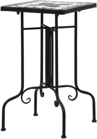 Bijzettafel Mozaïek - Tuintafel Terras - Planten Presenteren - Weerbestendig Keramiek - 35 x 56 cm - Zwart Wit