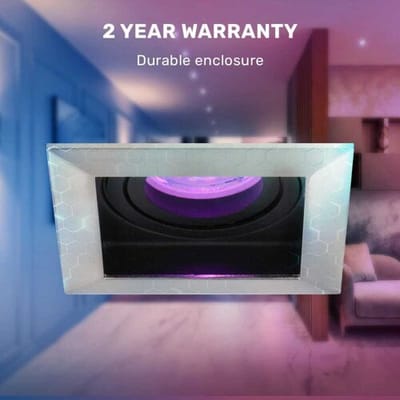 Hoftronic Smart - Smart WiFi LED inbouwspot 3 stuks 5,5W Zilver Modesto - Dimbaar - Vierkant - RGBWW - IP20 - 400lm - Bedienbaar via Hoftronic Smart App - Bedienbaar via stem