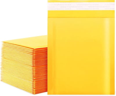 Gele Bubble Enveloppen 50 Stuks, Kleine Gewatteerde Verzendzakken 15x23 cm Zelfsluitend
