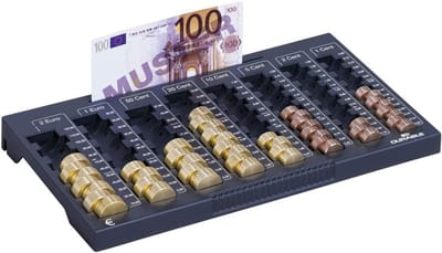 Muntentelbord Euroboard L - Geldtelbak - Geld Sorteren - Met waardeschaal - 324 x 190 x 34 mm - antraciet