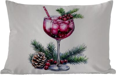 Buitenkussens - Winter - Cocktail - Decoratie - Drank - Kerst - 60x40 cm - Weerbestendig