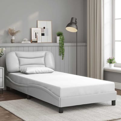 vidaXL - Bedframe - zonder - matras - "Hvar" - kunstleer - wit - 100x200 - cm