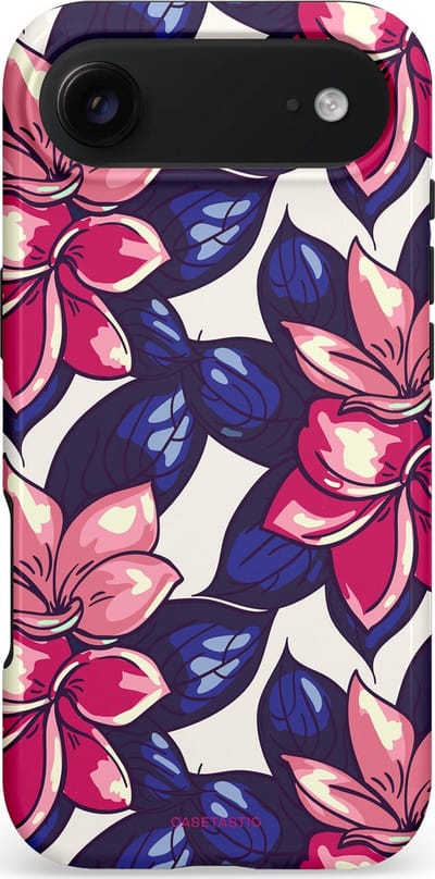 Casetastic hoesje geschikt voor Apple iPhone Air - MagSafe - Dubbellaagse bescherming - Tropen paradijs - Fashion Case - Donkerblauw Koraal Crème