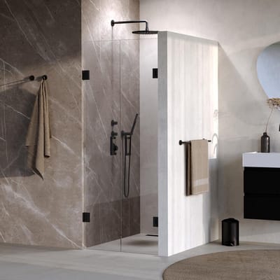 Brauer Void - Pendeldeuren - Helder Glas - 60 x 200 cm - incl. Glascoating - Mat Zwart