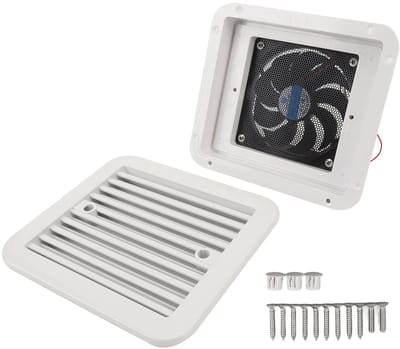 Allecto - RV Zijventilatieventilator - 24V Ventilatie - Sterke Wind - 7,2W Koelventilator - Voor Vrachtwagenaanhangwagen - Zijventilatie Uitlaatven...