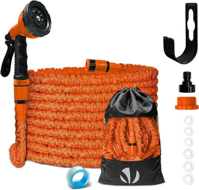 Uittrekbare Tuinslang - Flexibele Waterslang - Tuin Besproeien - 10 Sproei Functies - 15 Meter - Oranje