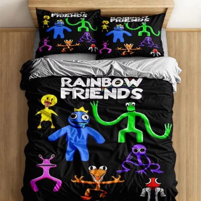 Graffiti Rainbow Friends Cartoon Dekbedovertrek VK Eenpersoons Tweepersoons Kingsize VS Twin Volledig Queensize Beddengoedset EU Twin(135x200cm)
