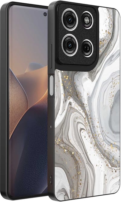 Geschikt voor Motorola Edge 60 Pro Telefoonhoesje met marmer opdruk - TPU backcover case marble design - Zilver - Smartphonica geschikt voor Motorola Edge 60 Pro