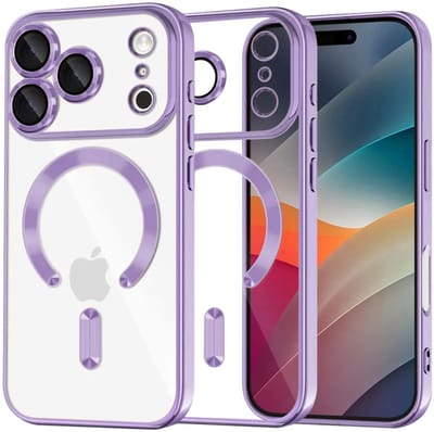 Hoesje geschikt voor Apple iPhone 17 Pro - Techsuit Luxury Crystal Back Cover - Geschikt voor MagSafe - Transparant/Lichtpaars