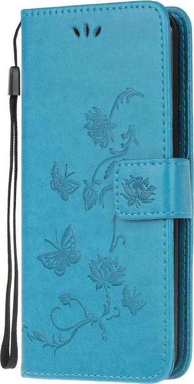 Coverup Bloemen & Vlinders Book Case - Geschikt voor Samsung Galaxy A41 Hoesje - Blauw