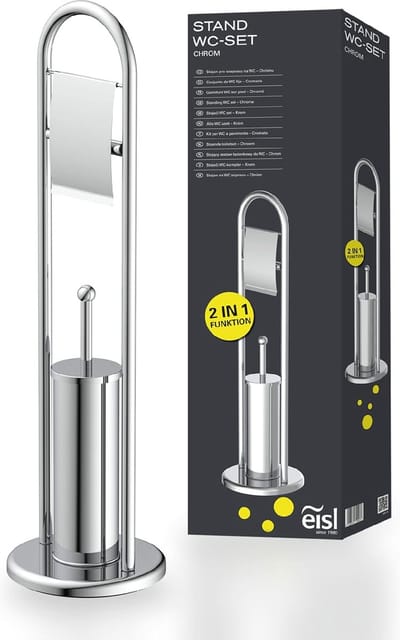 Toiletborstelset Chroom Badkameraccessoires met toiletrolhouder en toiletborstelhouder voor badkamer, moderne badkamerdecoratie, rolhouder, 800 mm