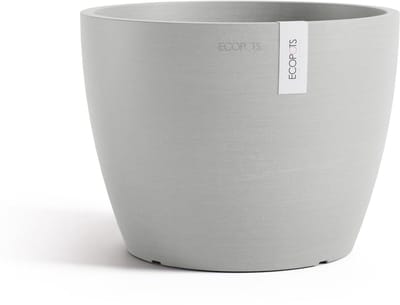 Ecopots Stockholm 24 - White Grey - Ø23,3 x H17,7 cm - Ronde witgrijze bloempot