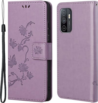 Coverup Hoesje - Geschikt voor Samsung Galaxy A53 Hoesje - Coverup Bloemen & Vlinders Book Case - Lila