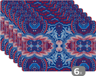 Placemat - Placemats kunststof - Patronen - Bloem - Natuur - 45x30 cm - 6 stuks - Hittebestendig - Anti-Slip - Onderlegger - Afneembaar