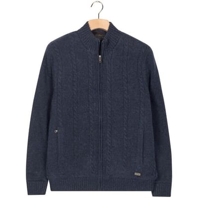 Baileys Vest Lined Cable Pattern Full Zip Wool Blend Dark Blue / male