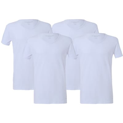 McGregor  - Premium Stretch T-shirt - V-neck - 4-pack White Maat: M | Basic T-Shirts Outlet | Heren | Wit