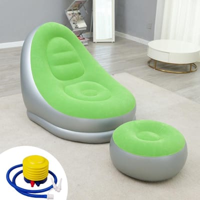 Chaise gonflable inclinable pour couple, canapé avec repose-pieds, pour la maison, l'extérieur, le jardin, les chaises de terrasse pour se reposer 116x98x83cm green