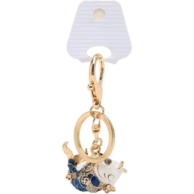 Porte-clés Poisson Rouge Bonne Chance Exquis Style Chinois Portable Alliage de Zinc Porte-clés Mignon pour Sac à Main bleu
