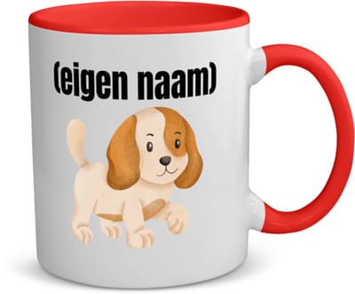 Akyol - klein hondje met eigen naam koffiemok - theemok - rood - Honden - honden liefhebbers - iemand die houdt van honden - verjaardag - cadeau - kado - 350 ML inhoud