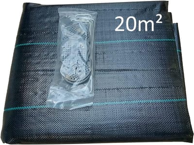 Worteldoek Polypropyleen 20m² (2x10m) met 10 Grondpennen - Onkruidvlies voor Tuin en Bodembedekking