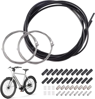 Universele Fietskabelset, 4-delig Rem- en Versnellingskabels voor Fietsen, Inclusief Bowdenkabel en Accessoires voor Mountainbike en Racefiets, Zwart