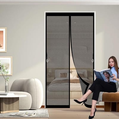 Magnetisch Raamhor Zwart 86x233 cm - Eenvoudig Zonder Boren Montage - Krachtige Muggenhor voor Openslaande Deuren en Ramen