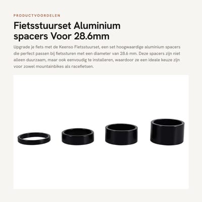 Dailygoods- Stuurset Premium Kwaliteit - Voorvork Spacer 5/10/15/20 mm - Geschikt voor 28.6 mm Stuur - Aluminium Legering - Duurzaam en Betrouwbaar - Stuurinrichting