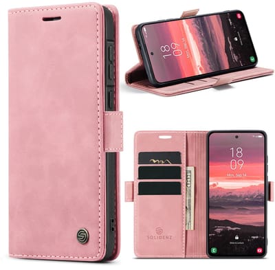 Solidenz Hoesje - Geschikt voor Samsung Galaxy A37 - Urban Book - Telefoonhoesje met Pasjeshouder - Roze